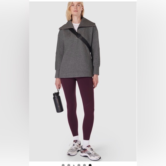 Sweaty Betty Sweaters - Sweaty Betty Ribbed Half Zip Sweater - Gray - Organic Cotton - US Size 4/Small